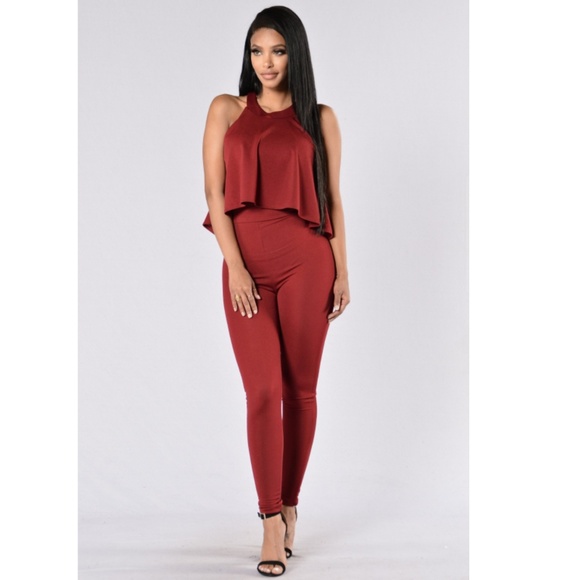 wine colored jumpsuit